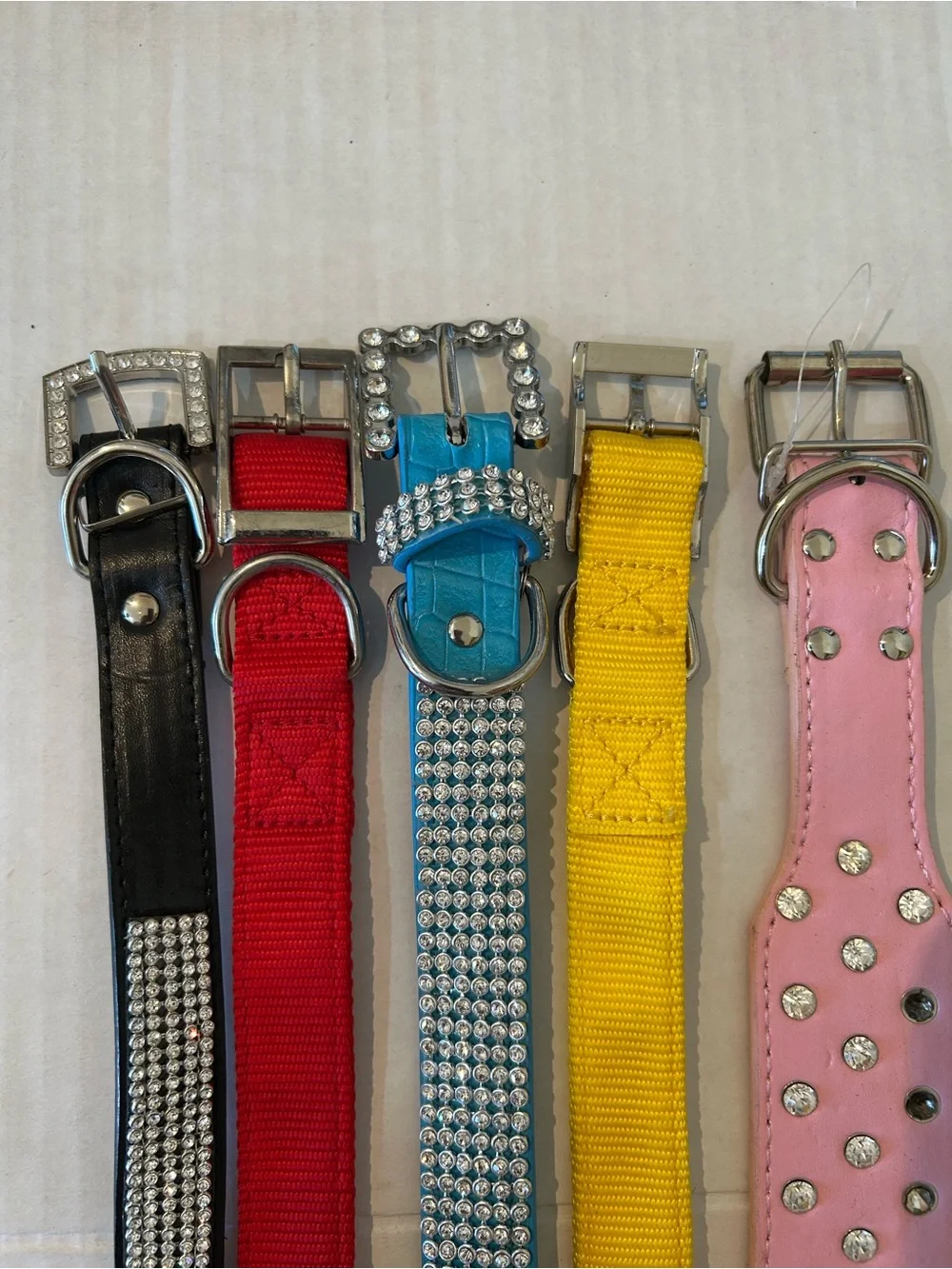 Rhinestone Accent Pet Collar - Black, Red, Blue, Yellow, Pink
